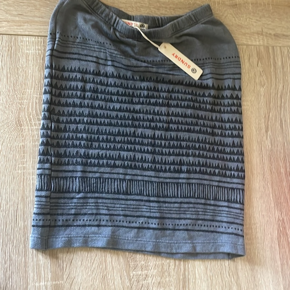 Sundry Pull-on Soft French Terry Pull On Gray Black Pattern Skirt NWT